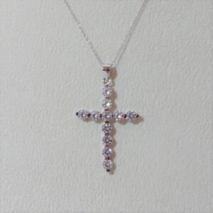 Simulated Diamond Cross Pendant Necklace CZ